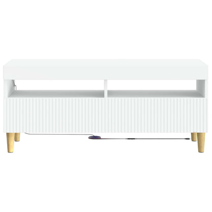 LED tv-meubel Wit Bewerkt hout