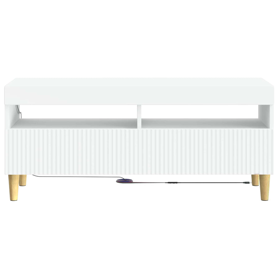 LED tv-meubel Wit Bewerkt hout