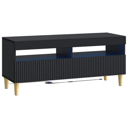 LED tv-meubel Zwart Bewerkt hout