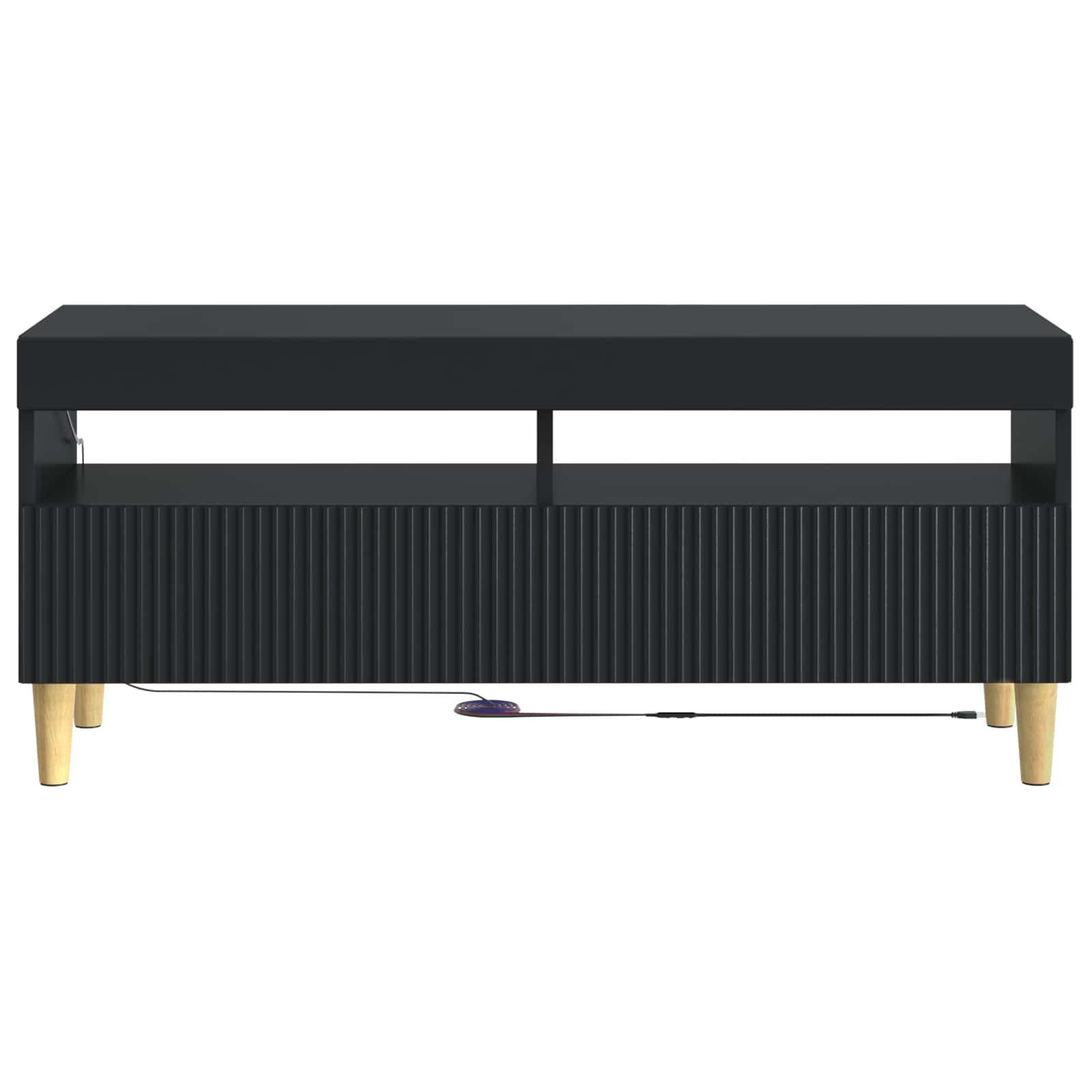 LED tv-meubel Zwart Bewerkt hout