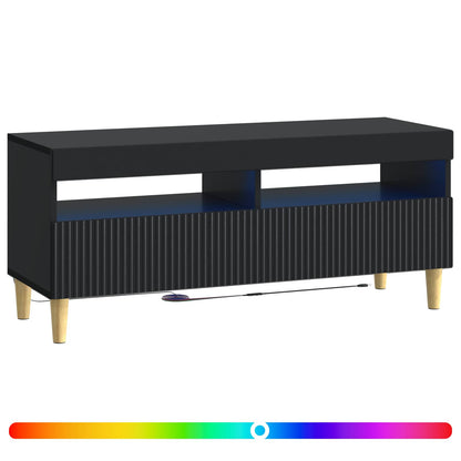 LED tv-meubel Zwart Bewerkt hout
