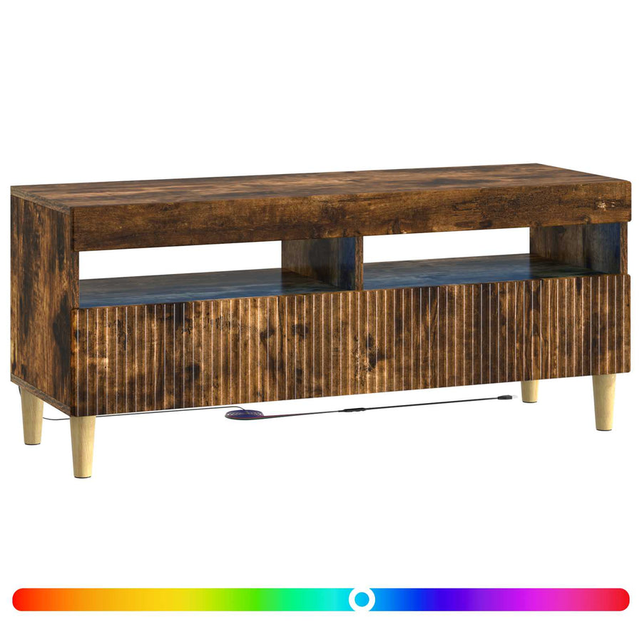 LED tv-meubel Gerookt eiken Bewerkt hout