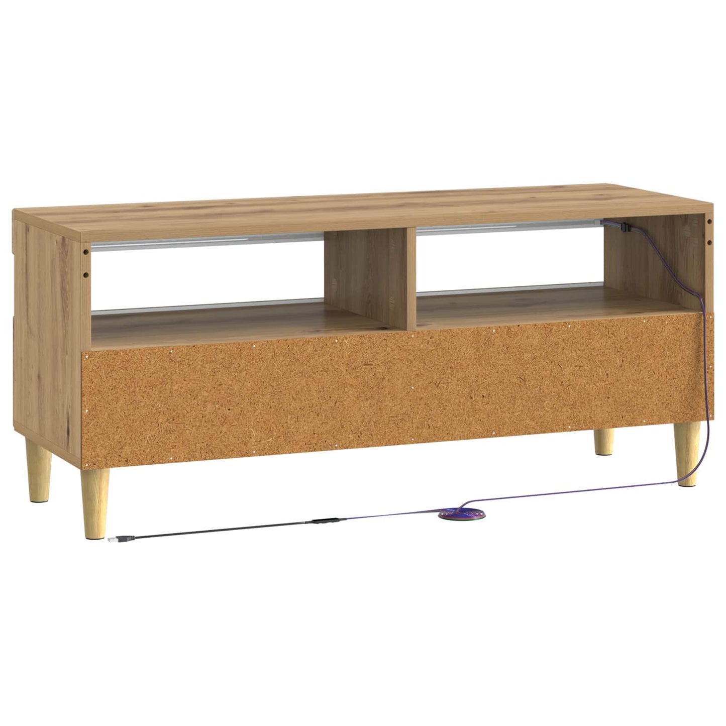 LED tv-meubel Artisanaal eiken Bewerkt hout