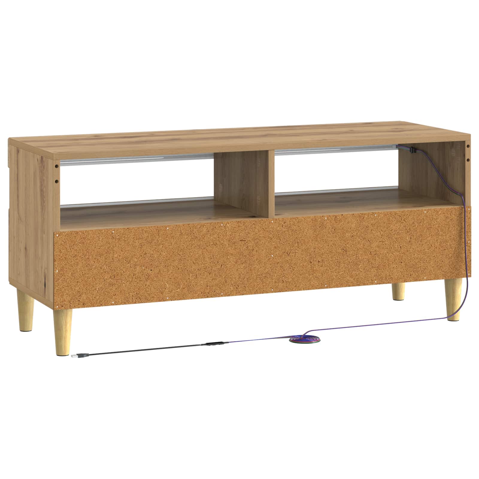 LED tv-meubel Artisanaal eiken Bewerkt hout