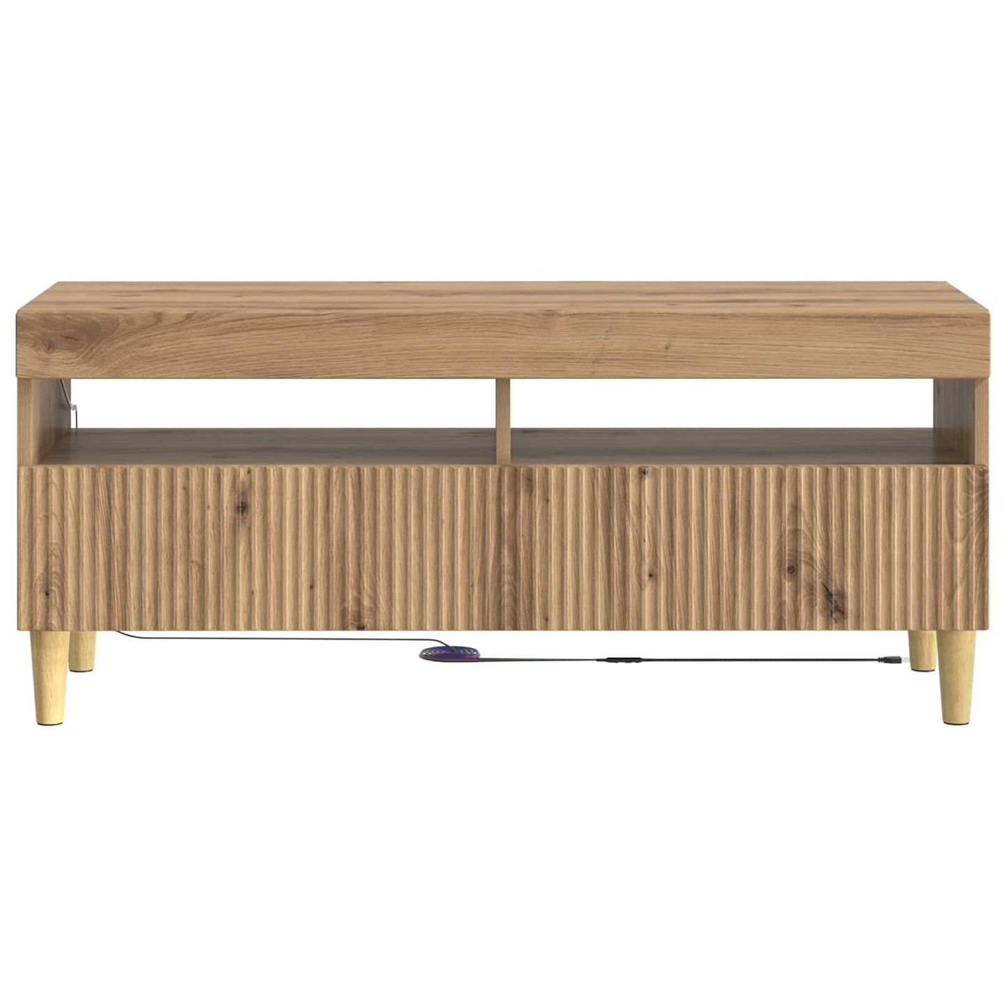 LED tv-meubel Artisanaal eiken Bewerkt hout