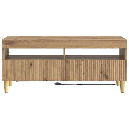LED tv-meubel Artisanaal eiken Bewerkt hout