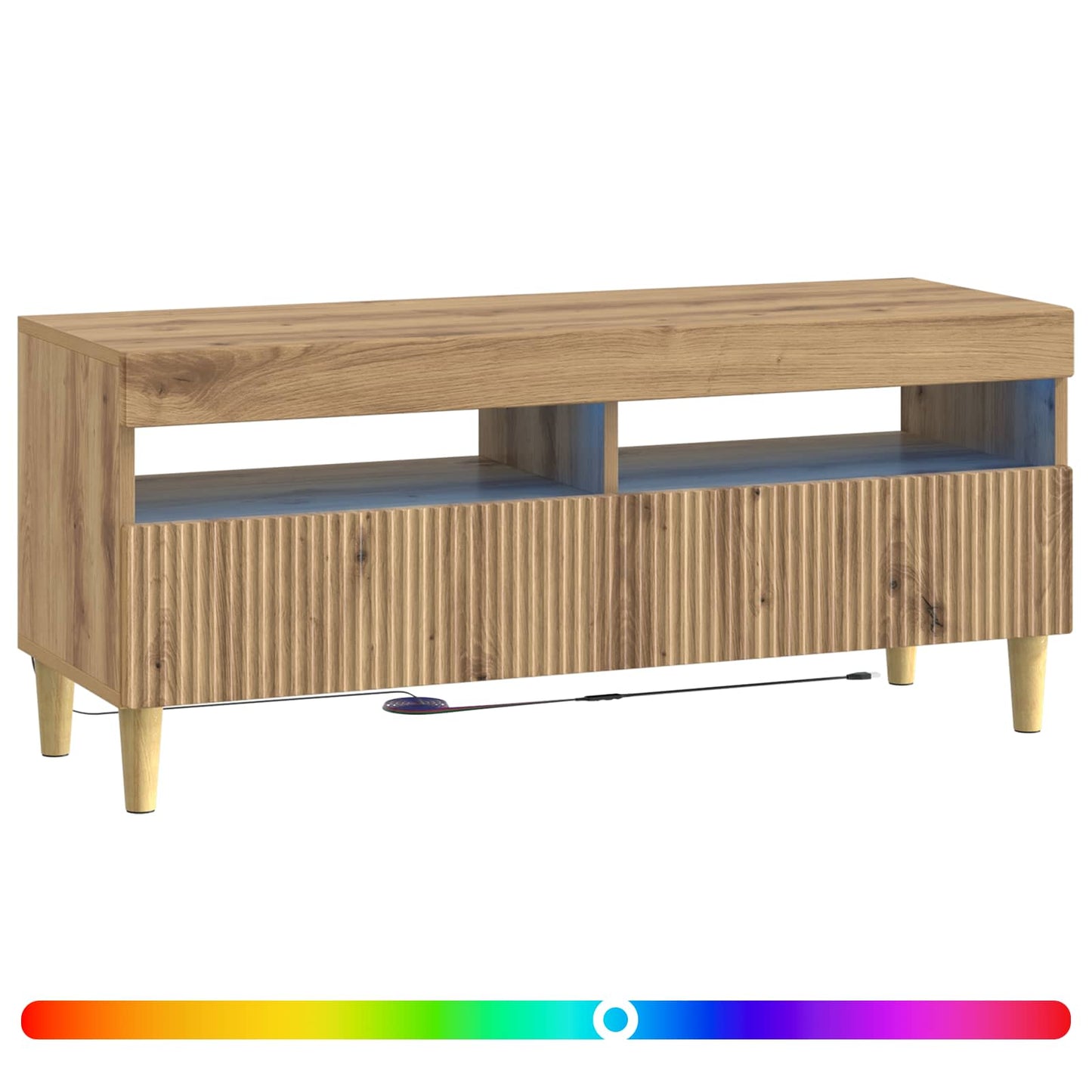 LED tv-meubel Artisanaal eiken Bewerkt hout
