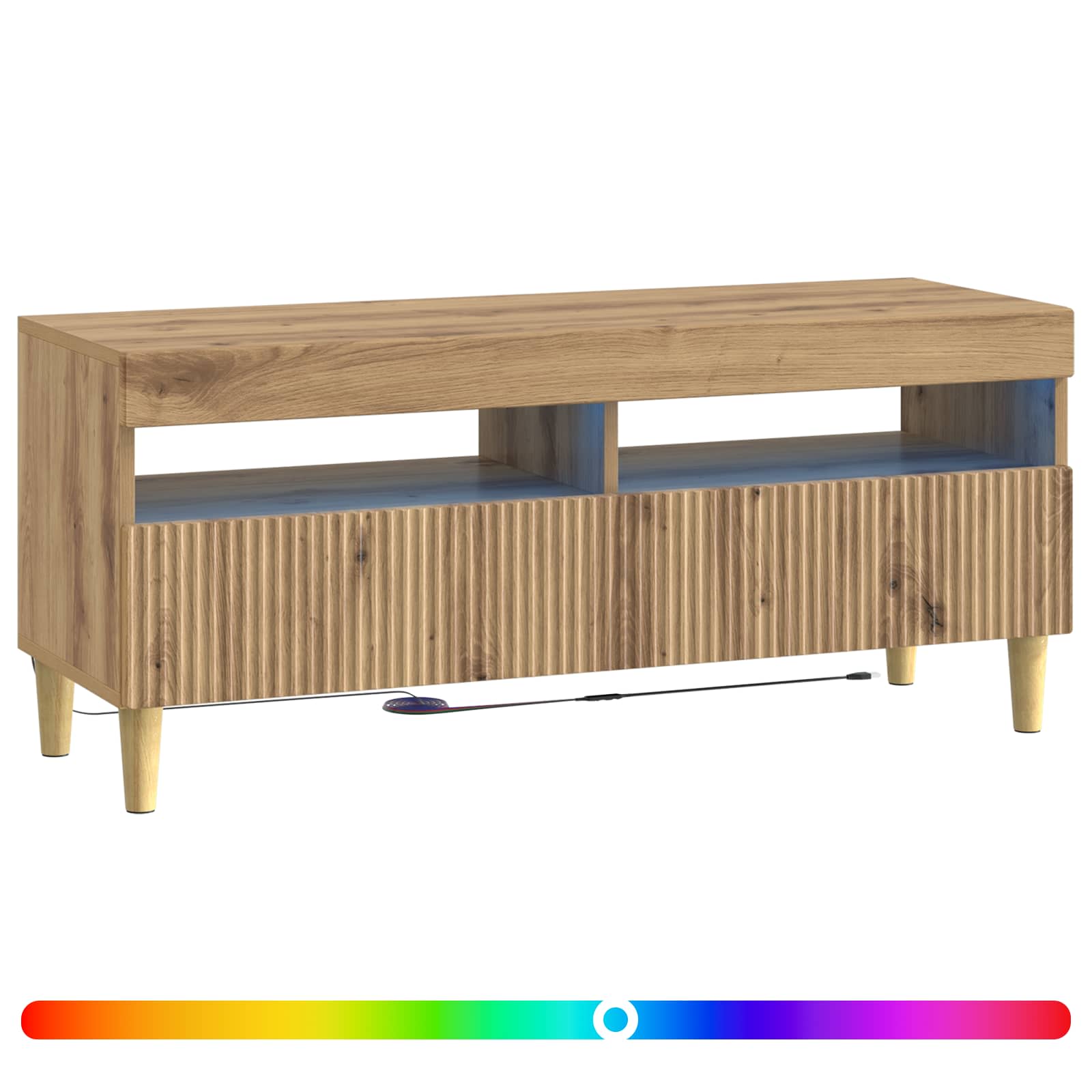 LED tv-meubel Artisanaal eiken Bewerkt hout