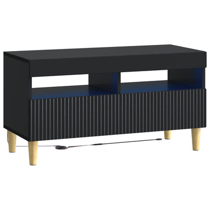 LED tv-meubel Zwart Bewerkt hout