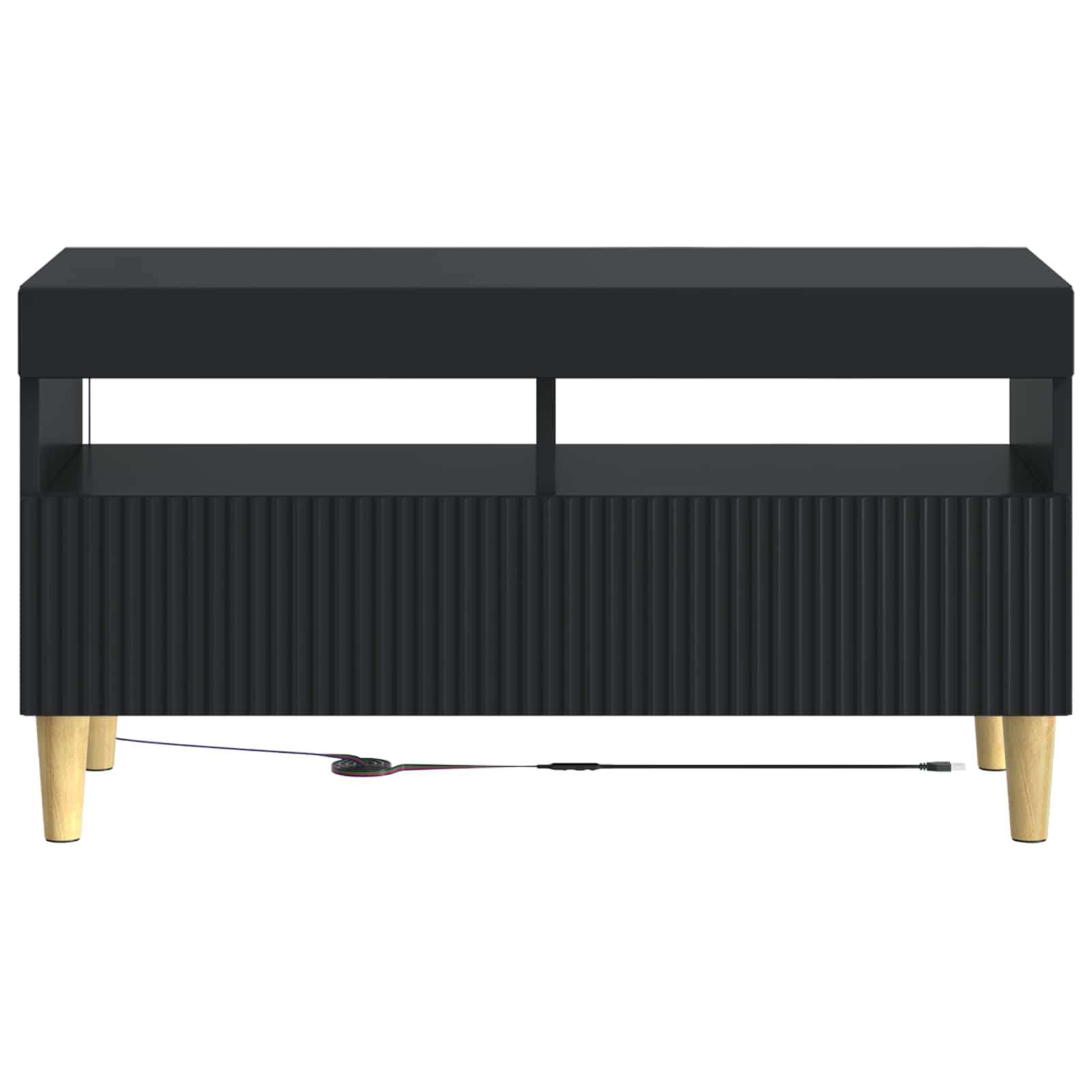 LED tv-meubel Zwart Bewerkt hout