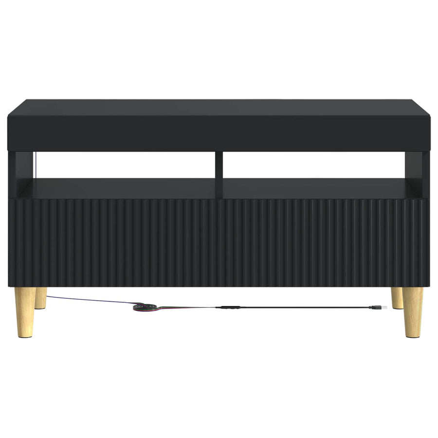 LED tv-meubel Zwart Bewerkt hout