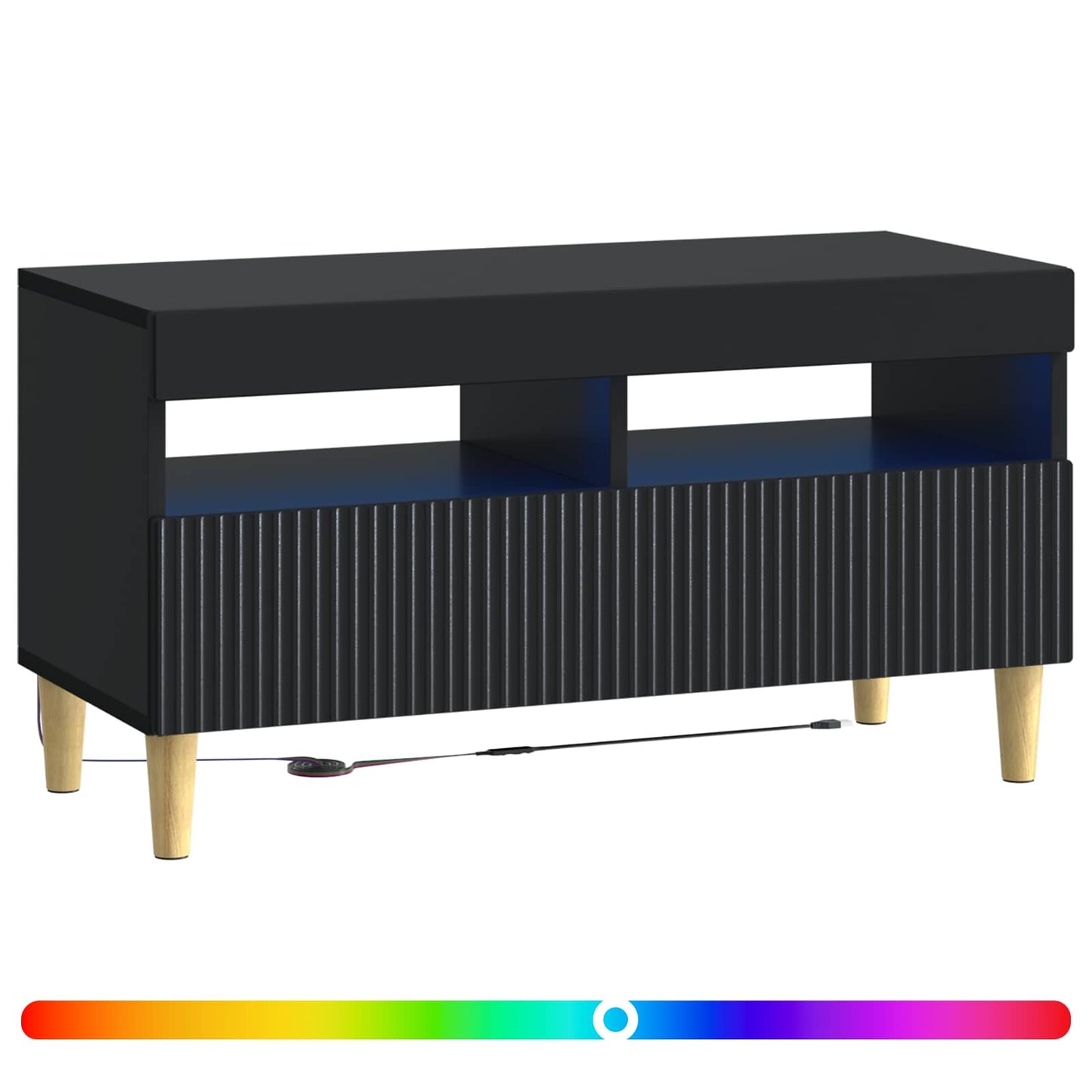 LED tv-meubel Zwart Bewerkt hout