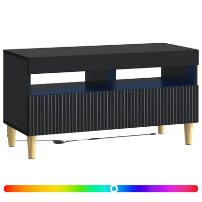 LED tv-meubel Zwart Bewerkt hout