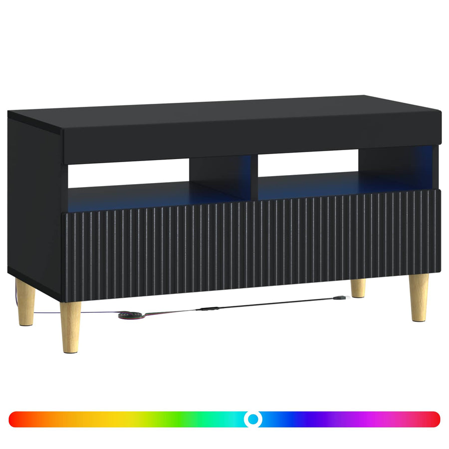LED tv-meubel Zwart Bewerkt hout