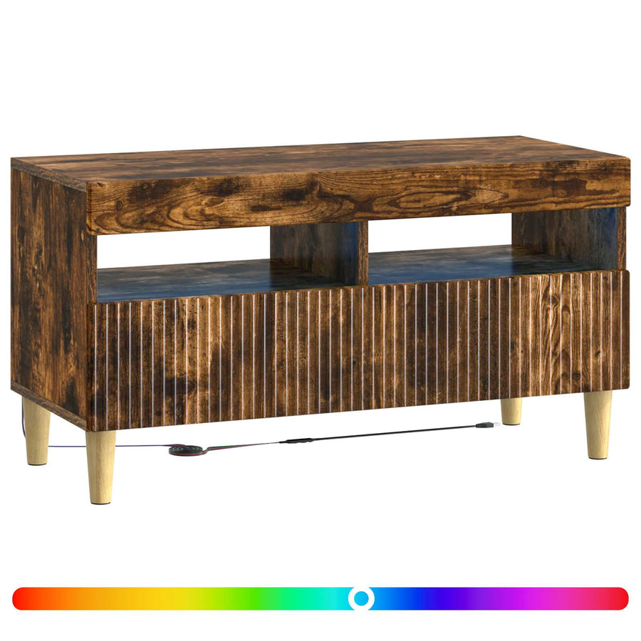 LED tv-meubel Gerookt eiken Bewerkt hout