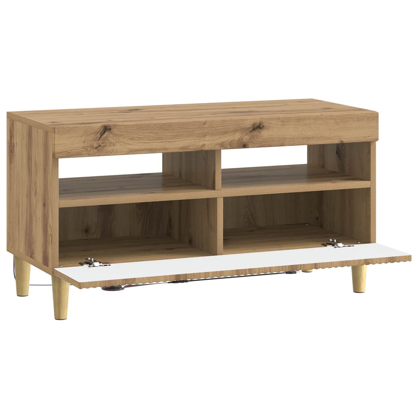 LED tv-meubel Artisanaal eiken Bewerkt hout