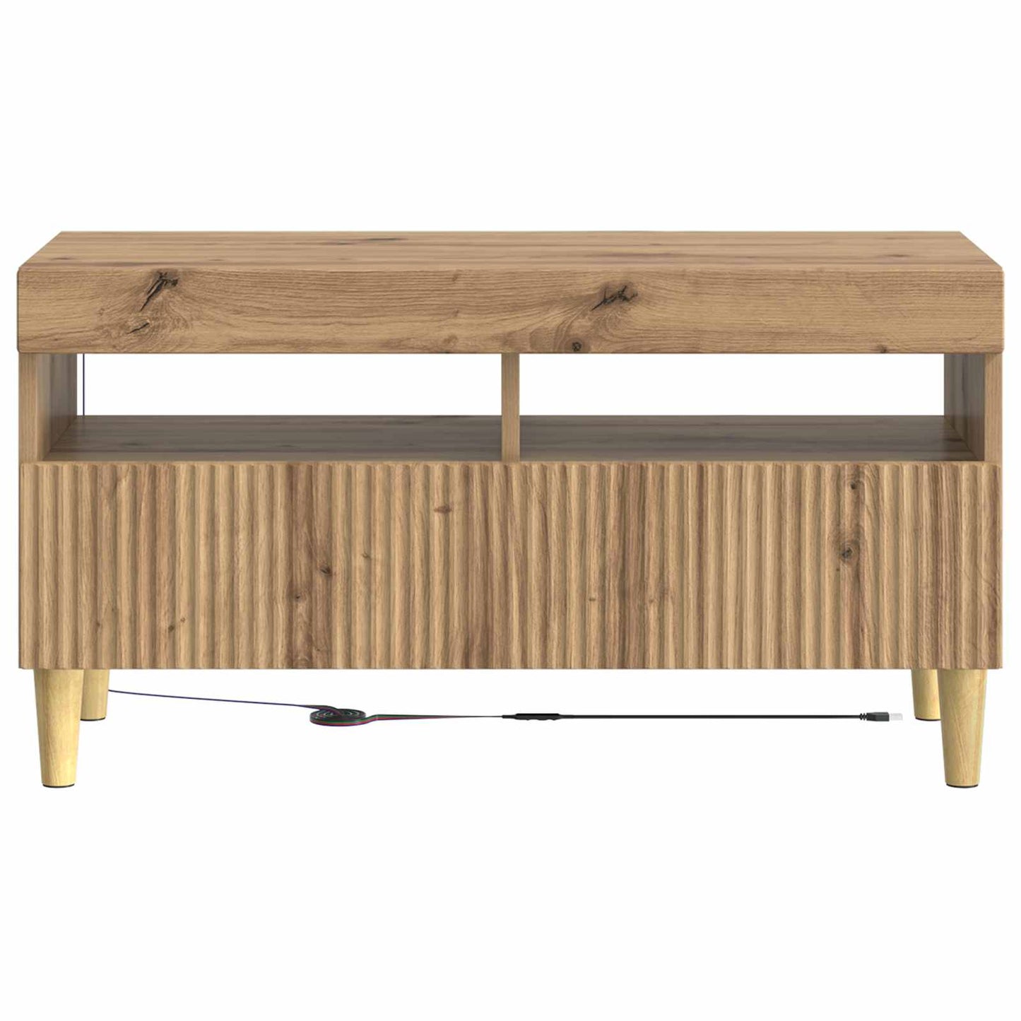 LED tv-meubel Artisanaal eiken Bewerkt hout