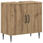 Badkamerkast 59,5x31,5x59 cm bewerkt hout artisanaal eiken