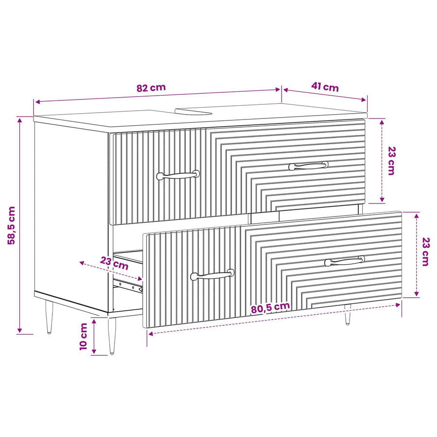 Badkamer wastafelkast HAARLEM Wit 82 x 41 x 58,5 cm