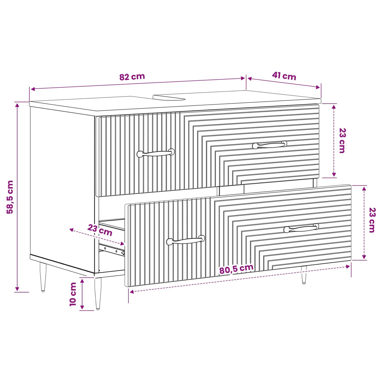 Badkamer wastafelkast HAARLEM Oud hout 82 x 41 x 58,5 cm