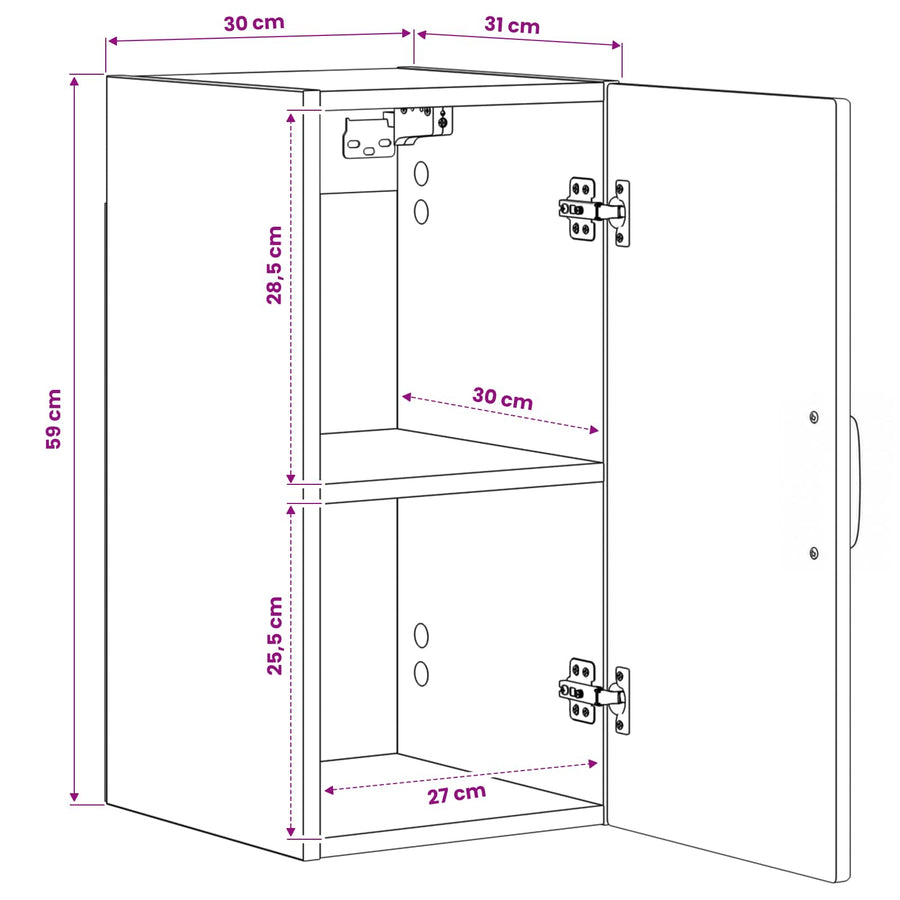 Badkamer wandkast HAARLEM Zwart 30 x 31 x 59 cm Bewerkt hout