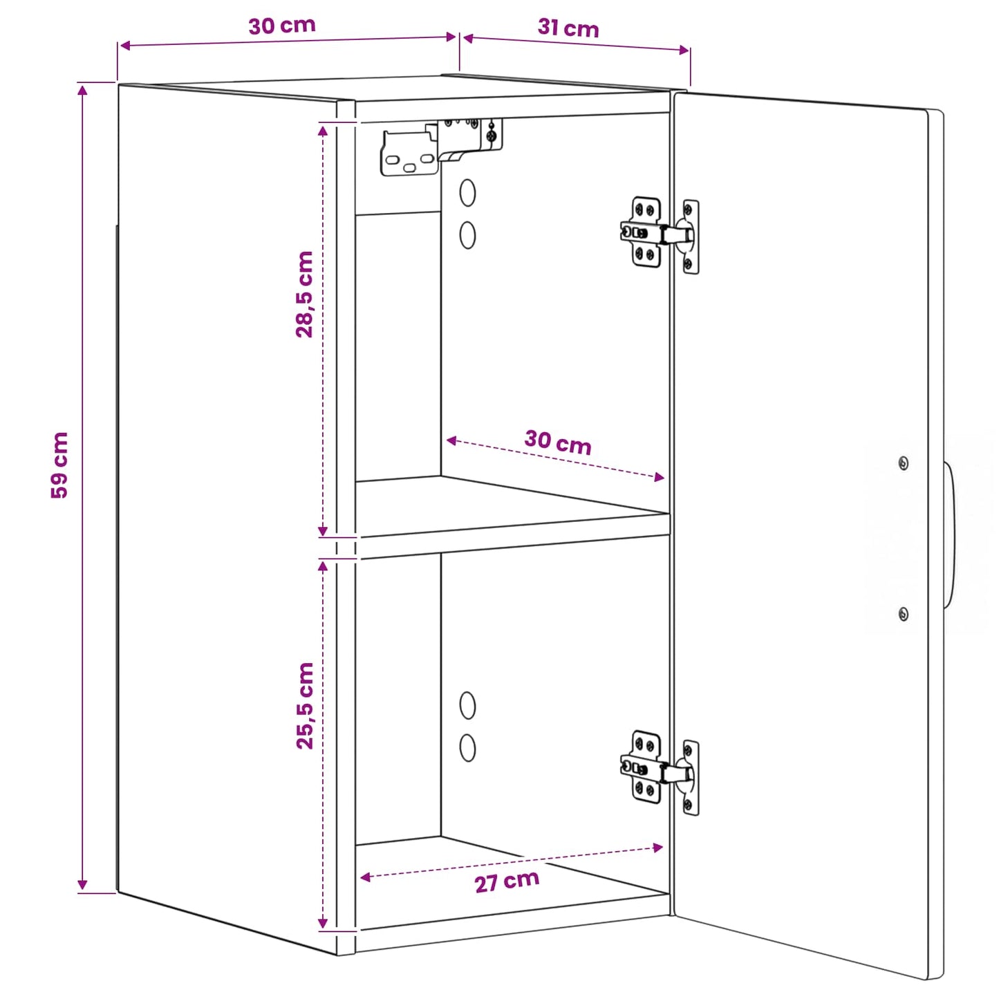 Badkamer wandkast HAARLEM Gerookt eiken 30 x 31 x 59 cm