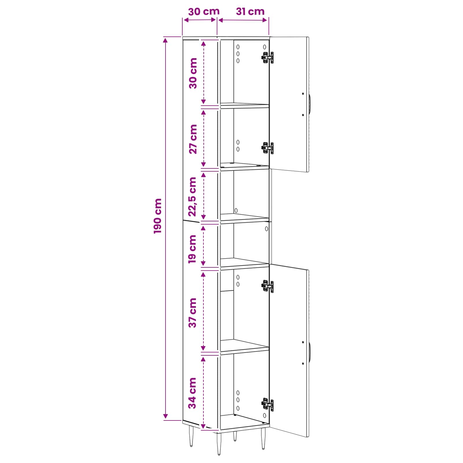 Badkamerkast met Open Plank HAARLEM Sonoma Eiken