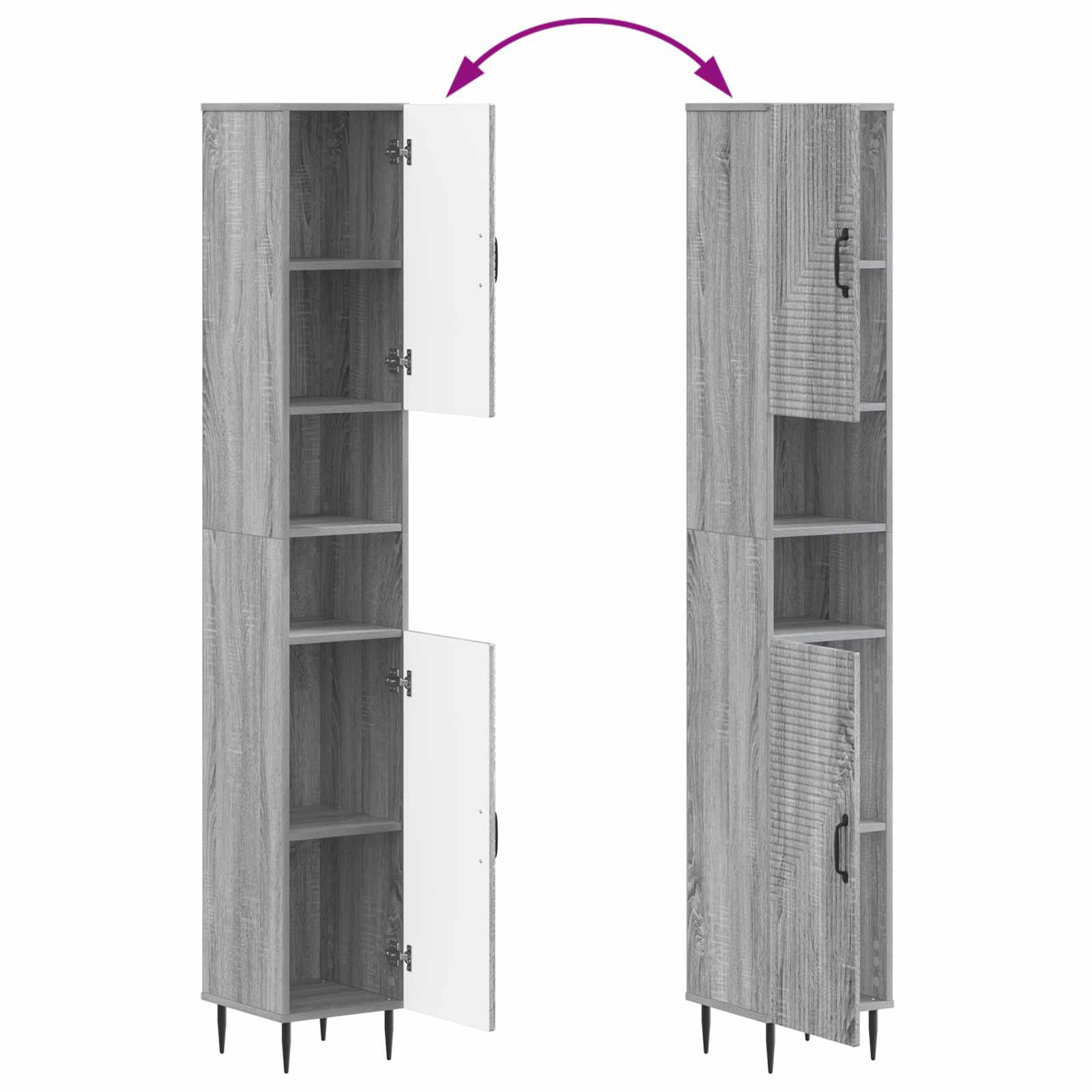 Badkamerkast met Open Plank HAARLEM Grijs Sonoma