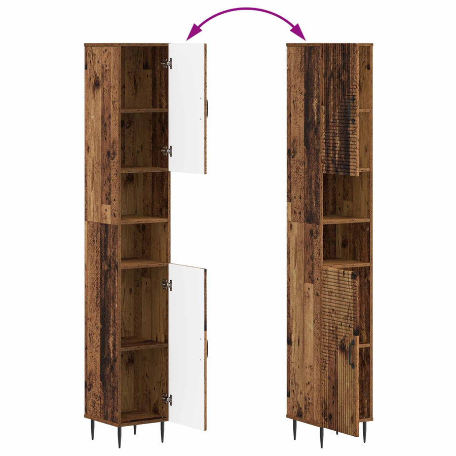 Badkamerkast met Open Plank HAARLEM Oud hout 30 x 31 x 190 cm