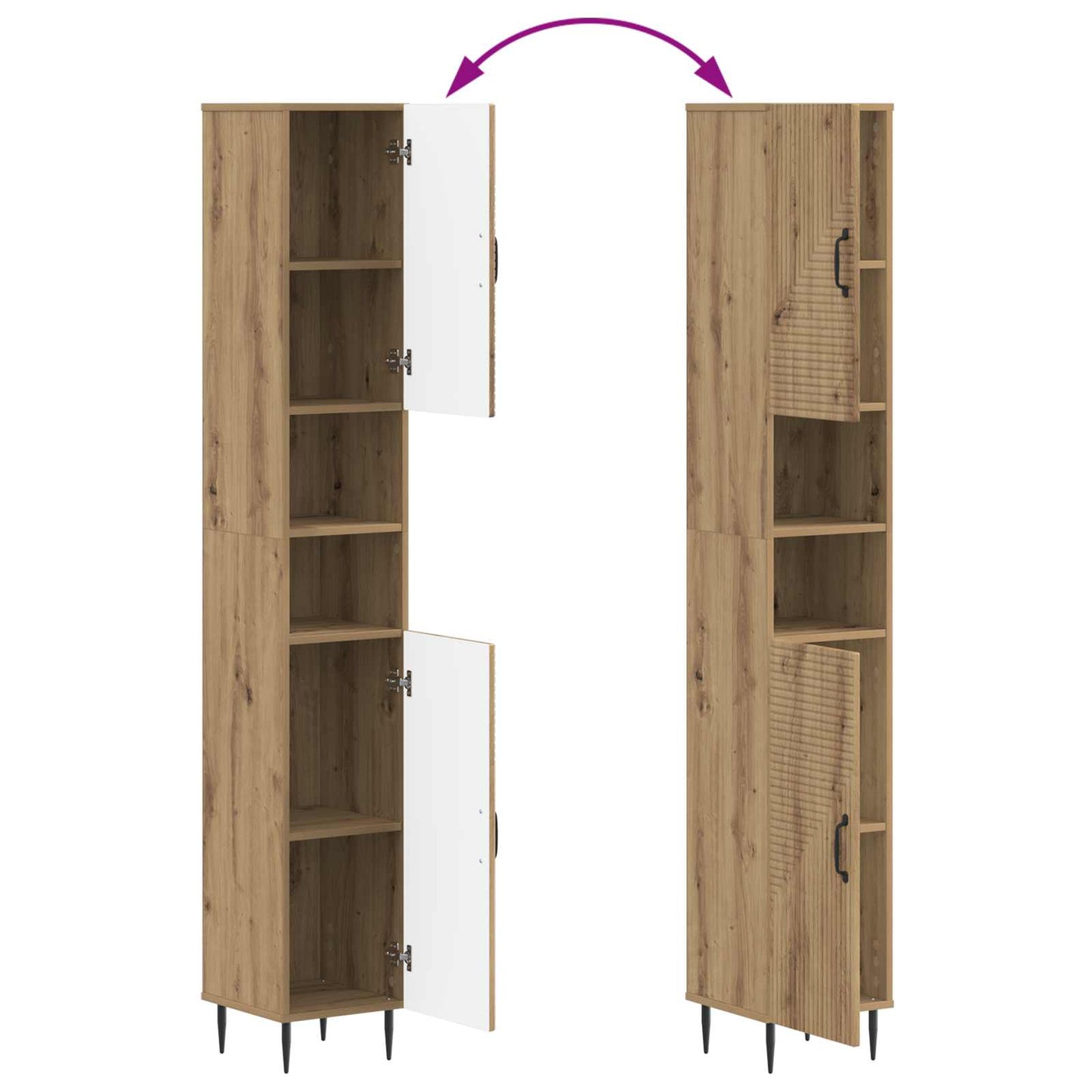 Badkamerkast met Open Plank HAARLEM Artisanaal eiken