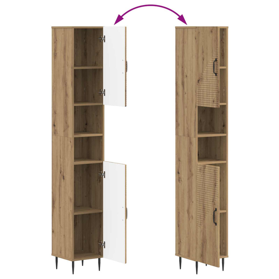 Badkamerkast met Open Plank HAARLEM Artisanaal eiken