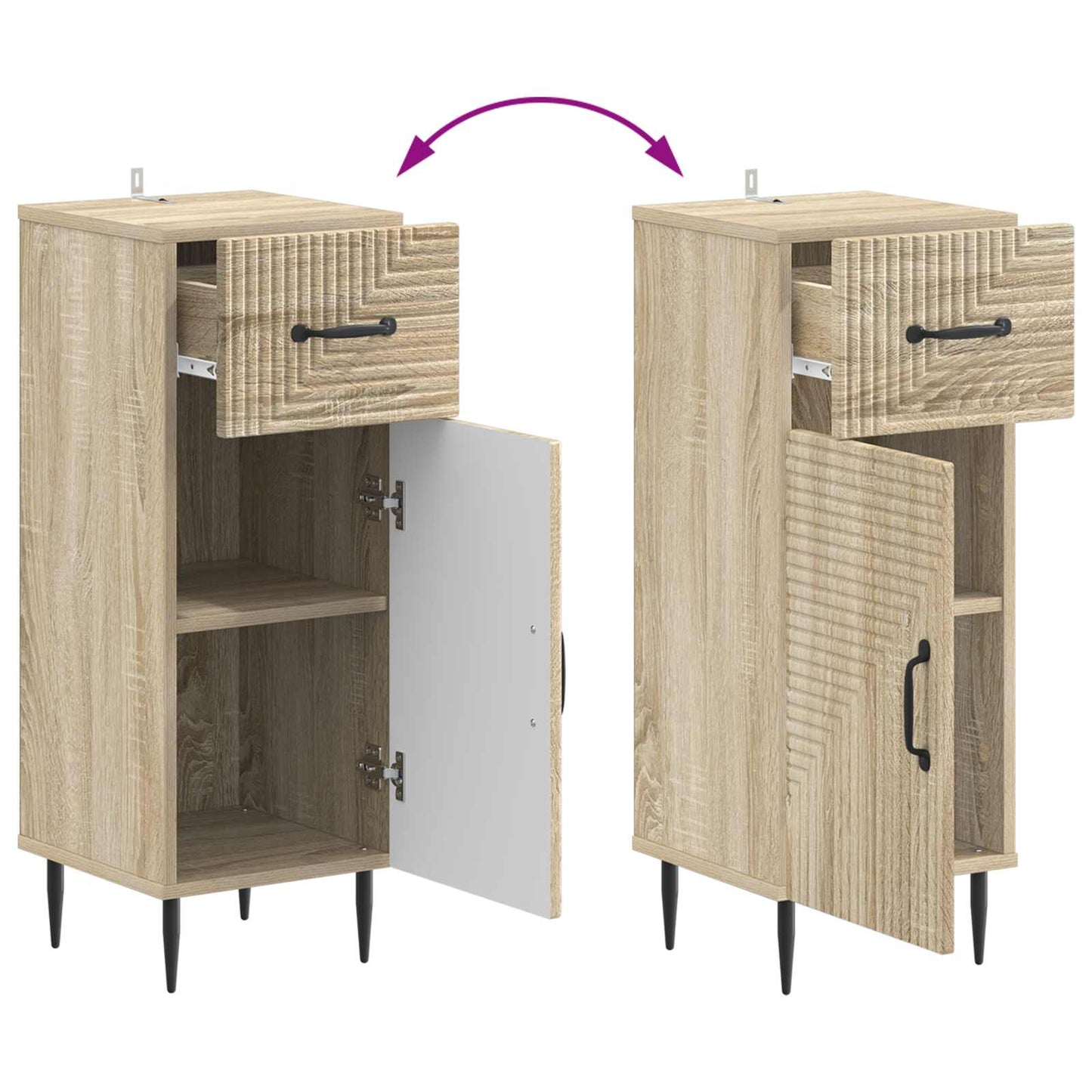 Badkamer Opbergkast HAARLEM Sonoma Eiken 30 x 31 x 80 cm