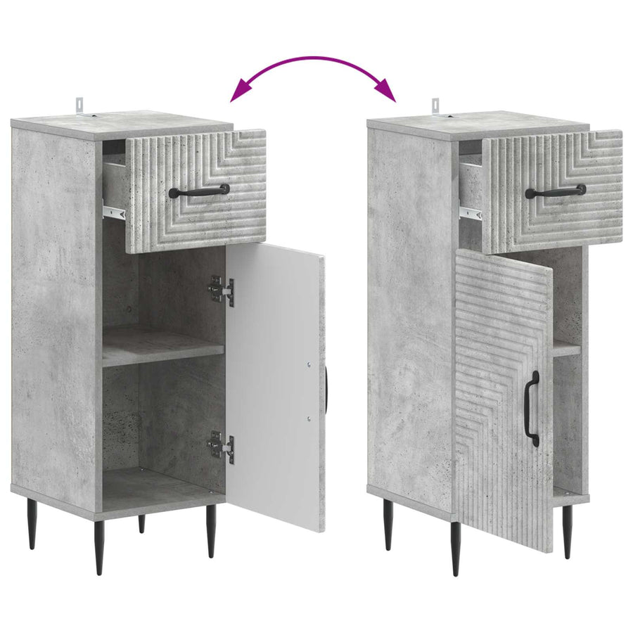 Badkamer Opbergkast HAARLEM Betongrijs 30 x 31 x 80 cm