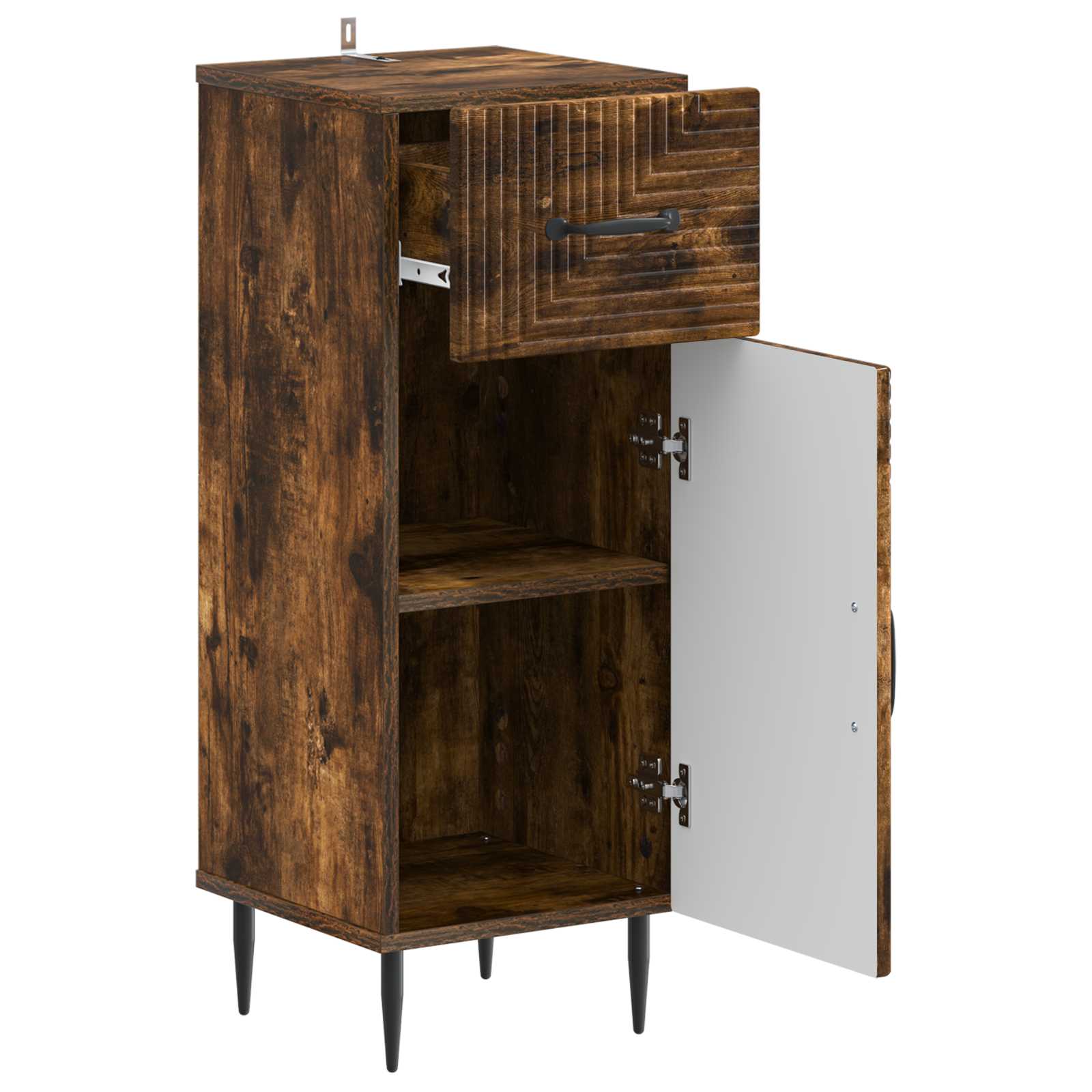 Badkamer Opbergkast HAARLEM Gerookt eiken 30 x 31 x 80 cm