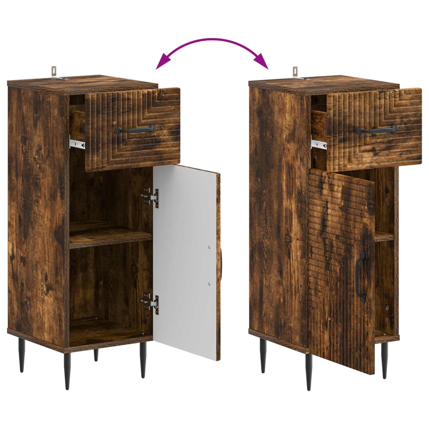 Badkamer Opbergkast HAARLEM Gerookt eiken 30 x 31 x 80 cm