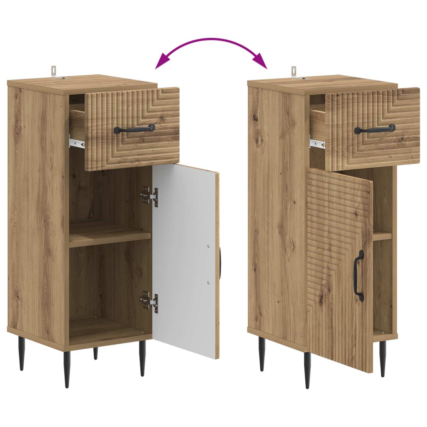 Badkamer Opbergkast HAARLEM Artisanaal eiken 30 x 31 x 80 cm