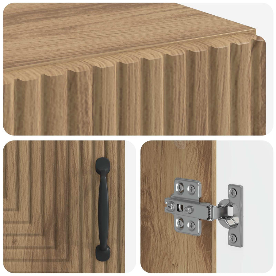 Badkamer Opbergkast HAARLEM Artisanaal eiken 59,5 x 31 x 80 cm