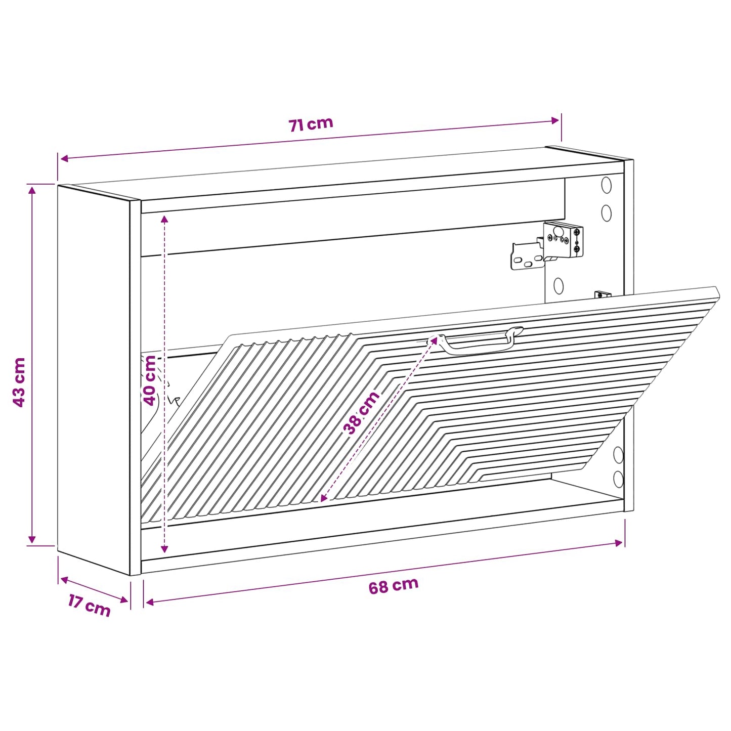 Wandgemonteerde Schoenkast HAARLEM 71 x 17 x 43 cm Bewerkt hout
