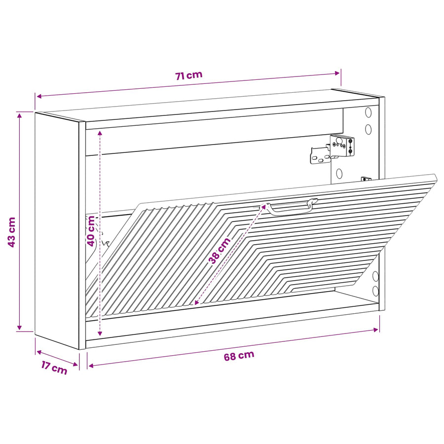 Wandgemonteerde Schoenkast HAARLEM 71 x 17 x 43 cm Bewerkt hout
