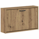Wand schoenkast 71x17x43 cm bewerkt hout artisanaal eiken