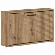 Wand schoenkast 71x17x43 cm bewerkt hout artisanaal eiken