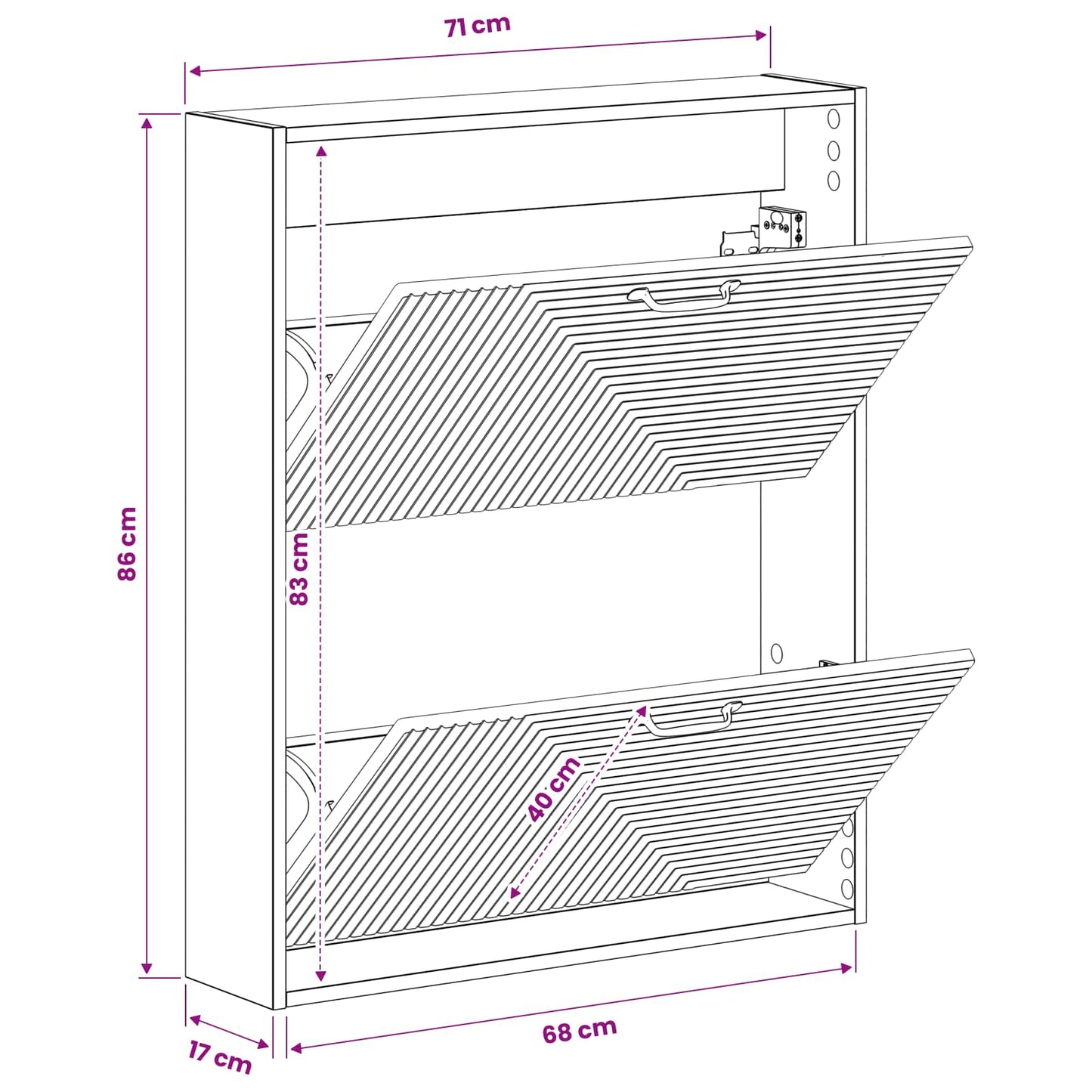 Wandgemonteerde Schoenkast HAARLEM 71 x 17 x 86 cm Bewerkt hout