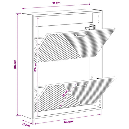 Wandgemonteerde Schoenkast HAARLEM 71 x 17 x 86 cm Bewerkt hout