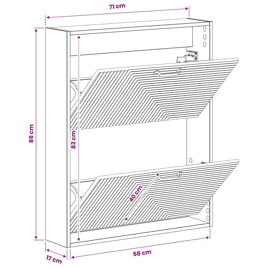 Wandgemonteerde Schoenkast HAARLEM 71 x 17 x 86 cm Bewerkt hout