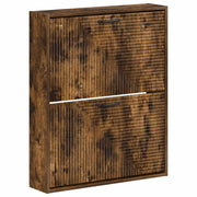 Wandkast schoenen 71x17x86 cm bewerkt hout gerookt eiken