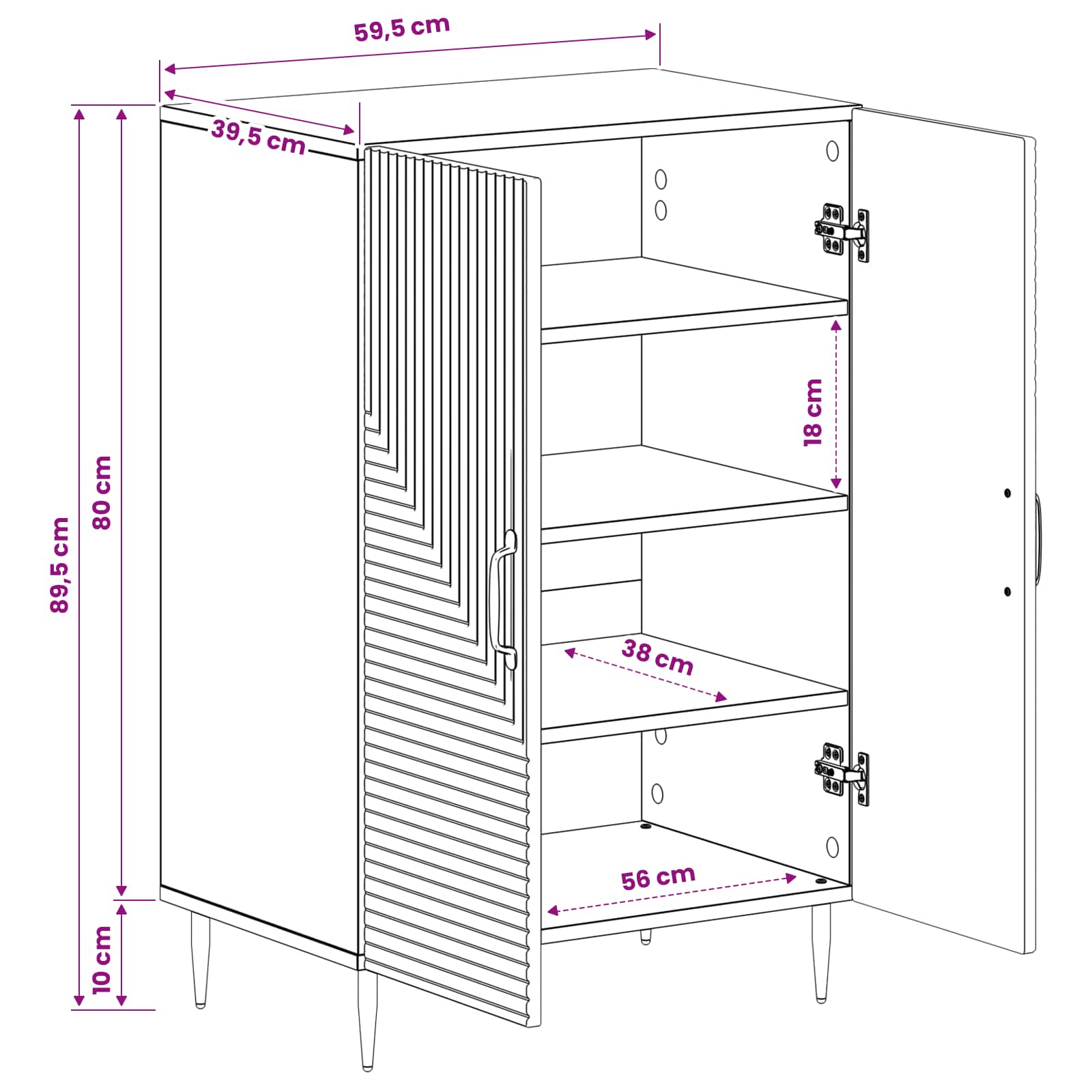Schoenenkast HAARLEM 59,5 x 39,5 x 89,5 cm Bewerkt hout