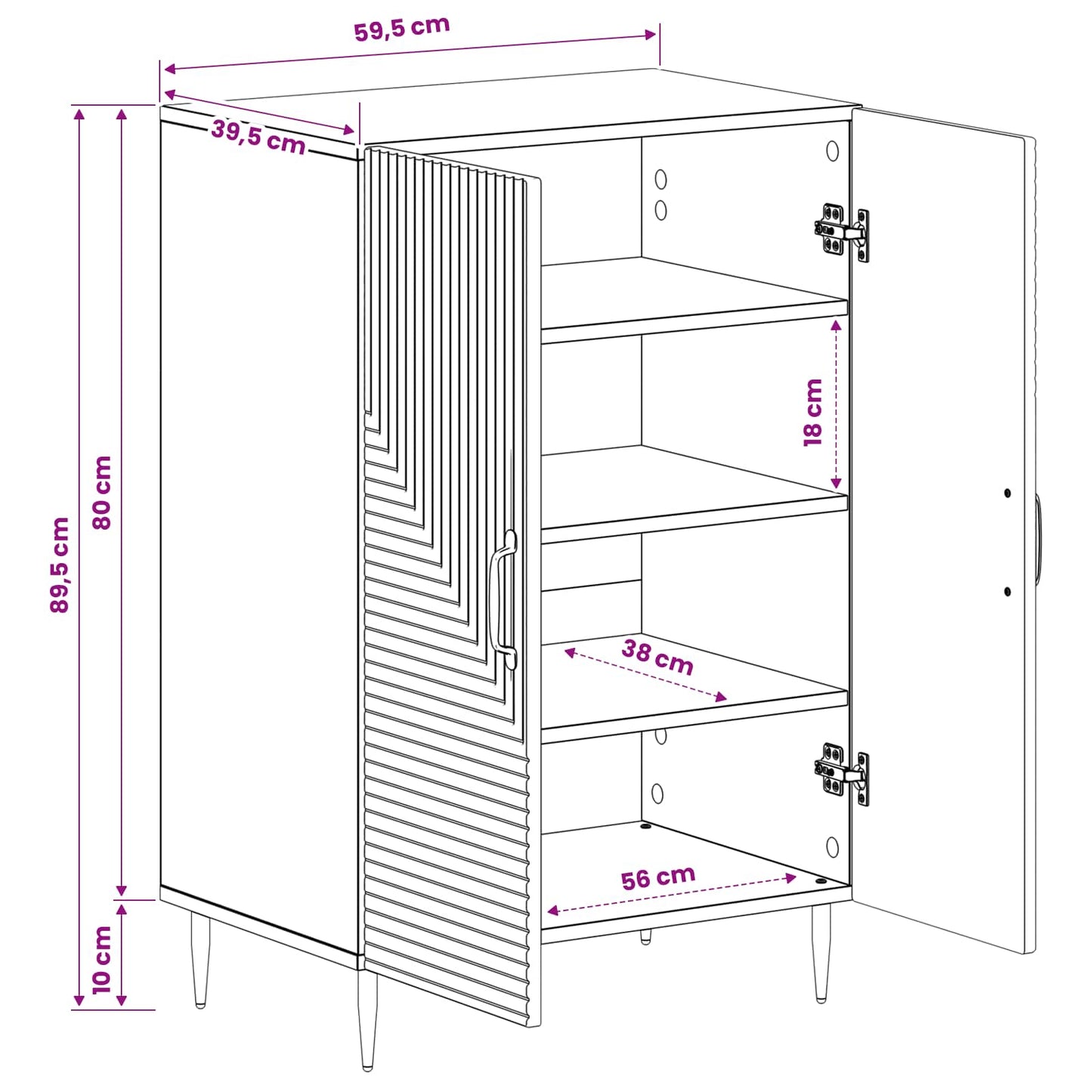 Schoenenkast HAARLEM 59,5 x 39,5 x 89,5 cm Bewerkt hout