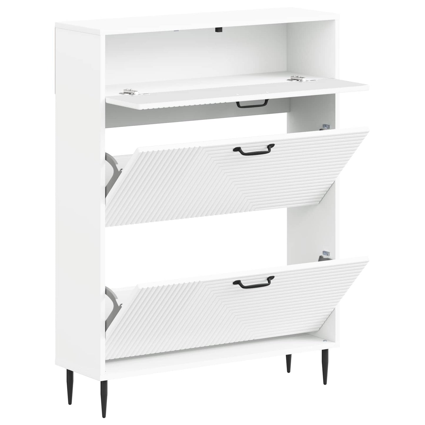 Schoenenkast HAARLEM 78 x 24 x 103 cm Bewerkt hout Wit