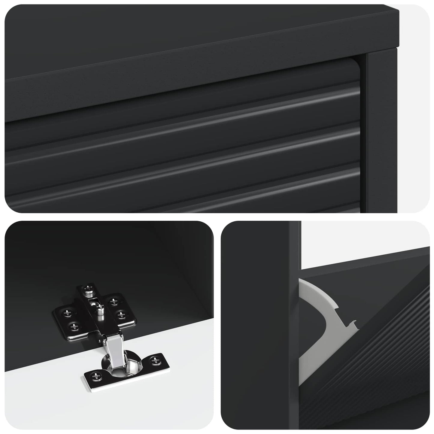 Schoenenkast HAARLEM 78 x 24 x 103 cm Bewerkt hout Zwart