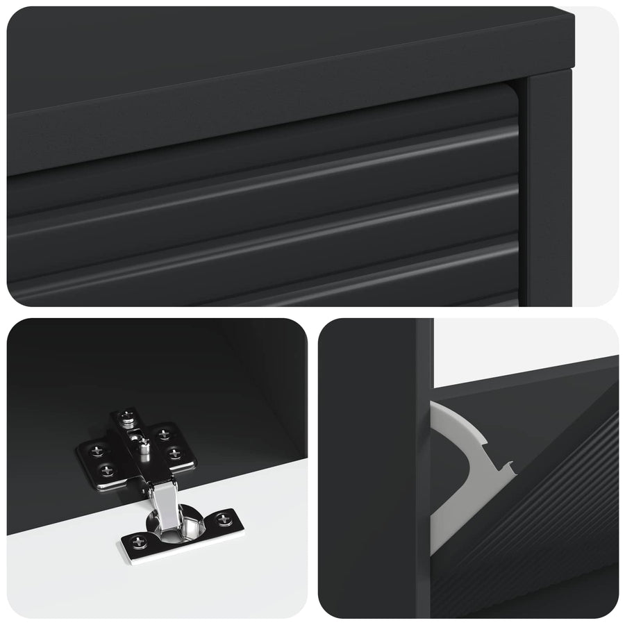 Schoenenkast HAARLEM 78 x 24 x 103 cm Bewerkt hout Zwart